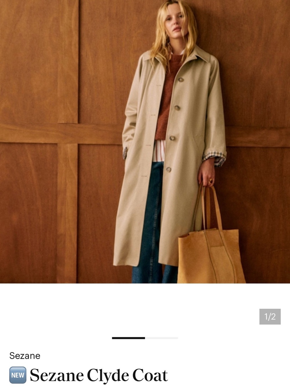 Sezane Clyde Trench Coat in Beige
